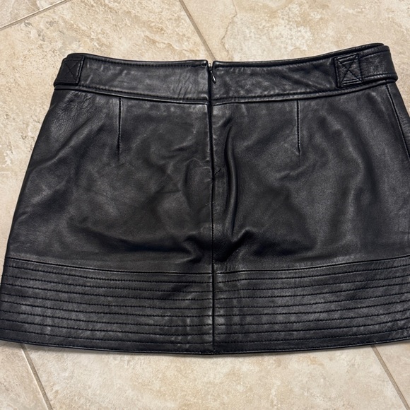 Marciano Black Leather Mini Skirt with Gold Buttons - Picture 5 of 5